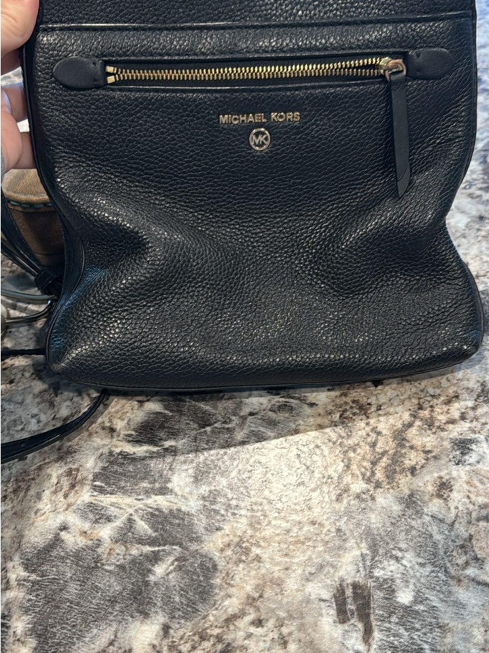 Michael Kors Black Pebbled Leather Crossbody with Gold Hardware